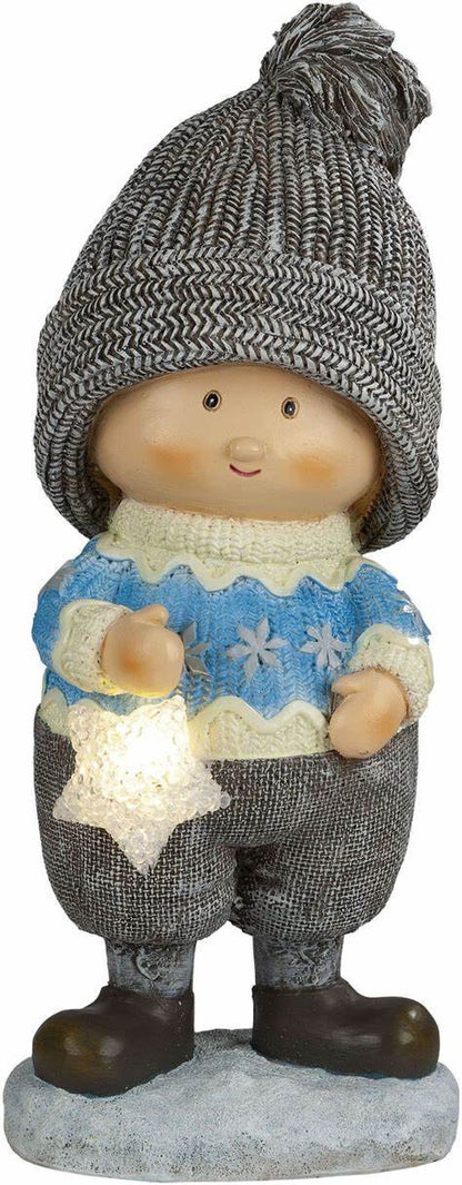 Dekofigur Winterkind "Erik" mit LED-Stern (40 cm)