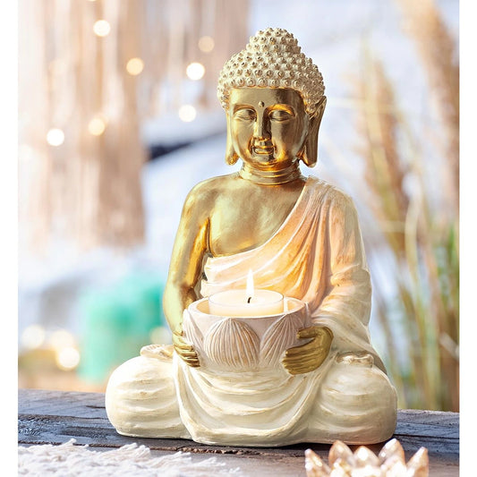 Dekofigur Buddha mit Kerzenhalter