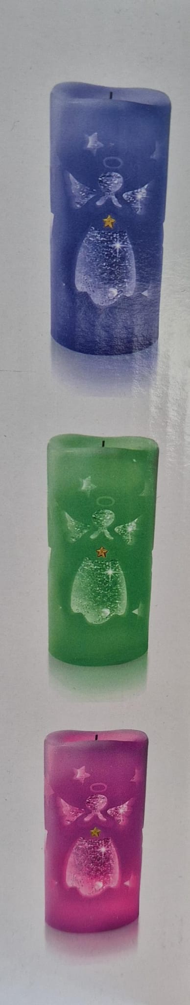 LED-Echtwachskerze "Schutzengel" mit Glitzerwasser