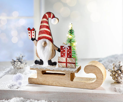 Dekofiguer "Weihnachtswichtel" mit Schlitten