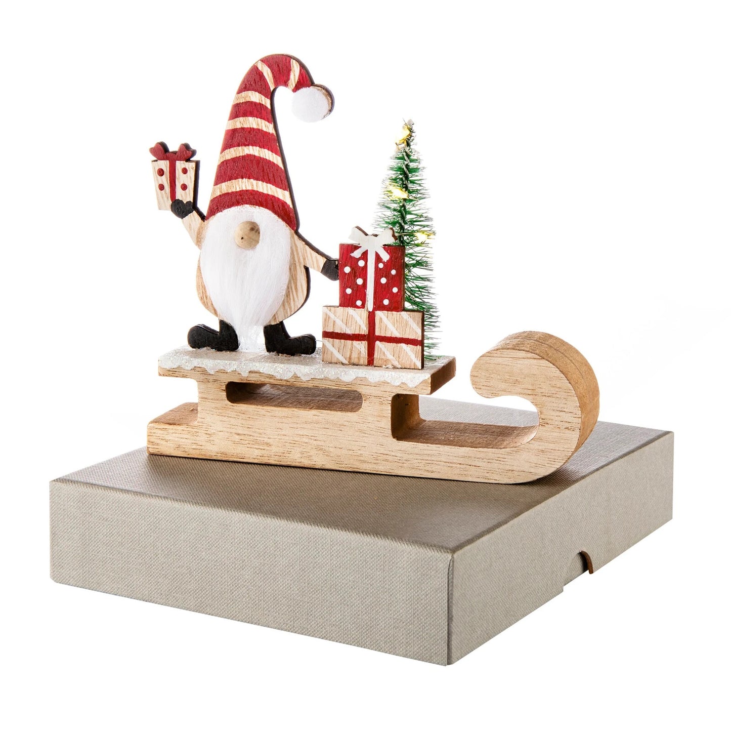 Dekofiguer "Weihnachtswichtel" mit Schlitten