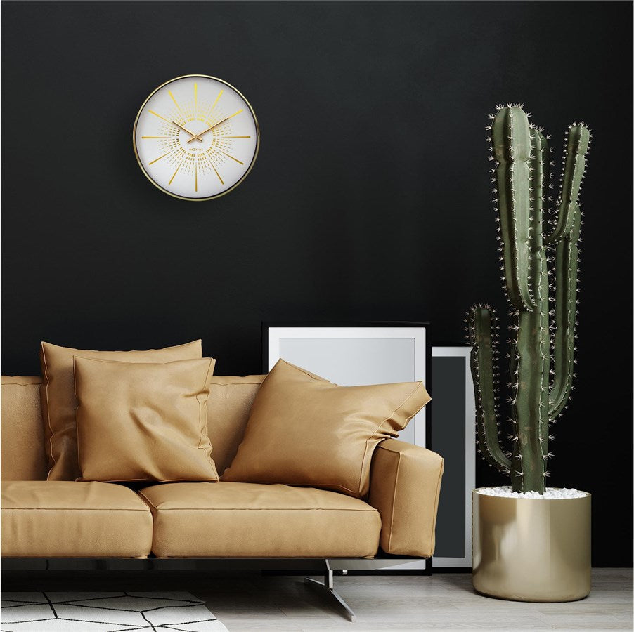 NeXtime Wanduhr Excentric Ø 40 cm, Gold/Weiss