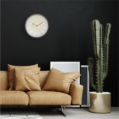 NeXtime Wanduhr Excentric Ø 40 cm, Gold/Weiss