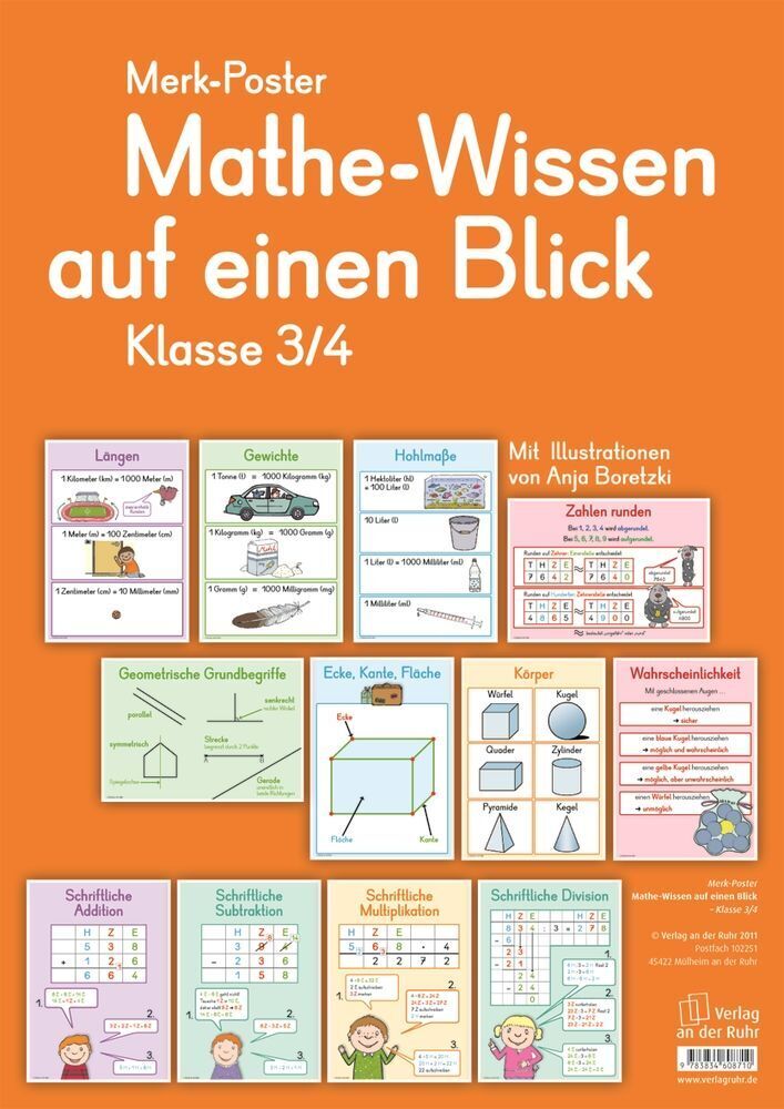 Mathe-Wissen auf einen Blick, Klasse 3/4 (Poster) (Redaktionsteam Verlag An Der Ruhr)