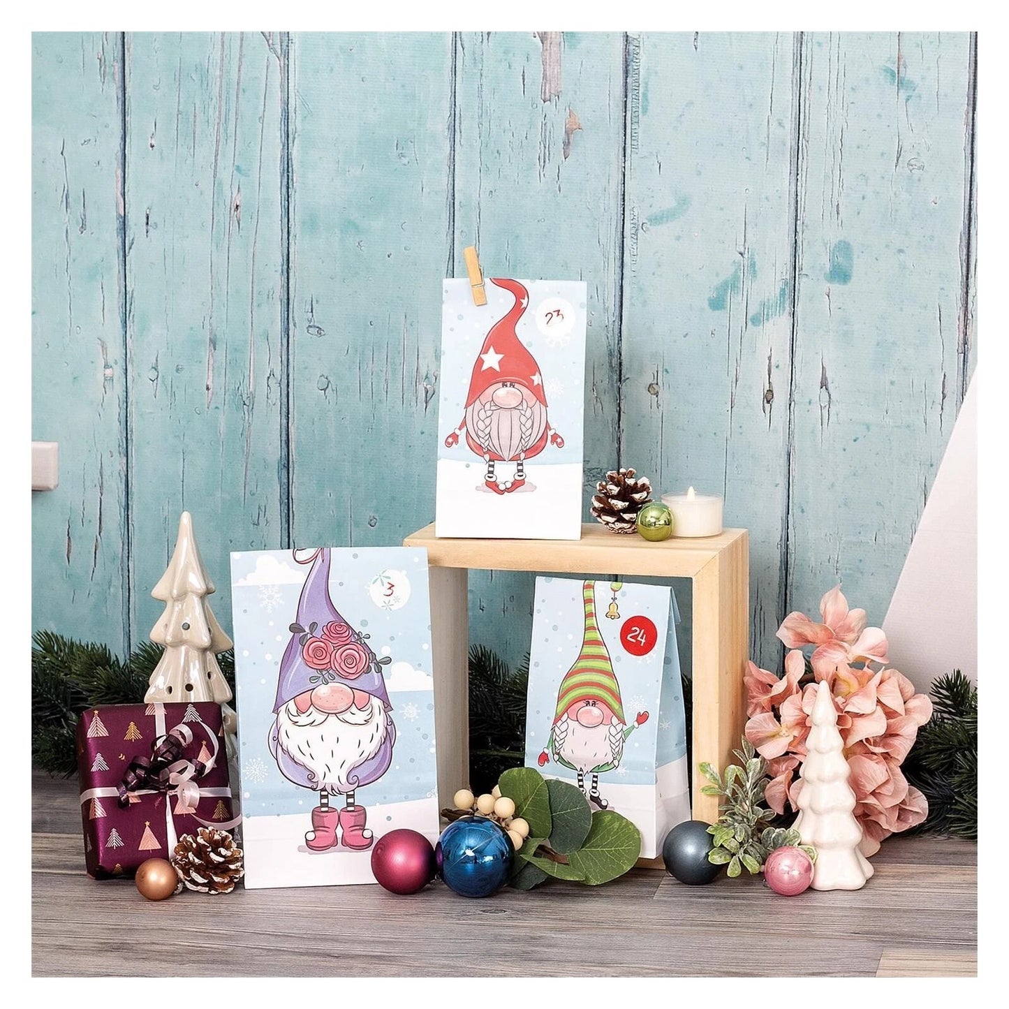 ROTH Adventskalender-Set Geschenktüten Wichtel