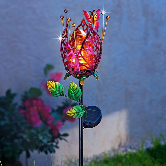 Solar Gartenstecker "Blüte" pink