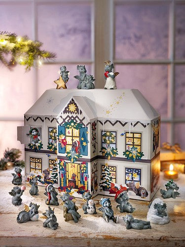 Adventskalender Drachenvilla mit Drachenfiguren