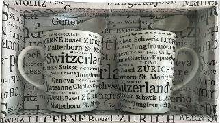 Tassen "Switzerland", weiss-schwarz (2 Stk.)