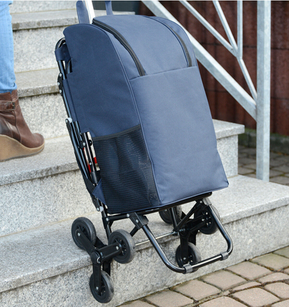 Einkaufstrolley mit Sitz, Rucksackfunktion & Treppensteiger