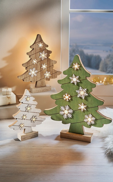 LED-Deko "Tannen" aus Holz 3er-Set