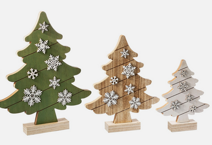 LED-Deko "Tannen" aus Holz 3er-Set