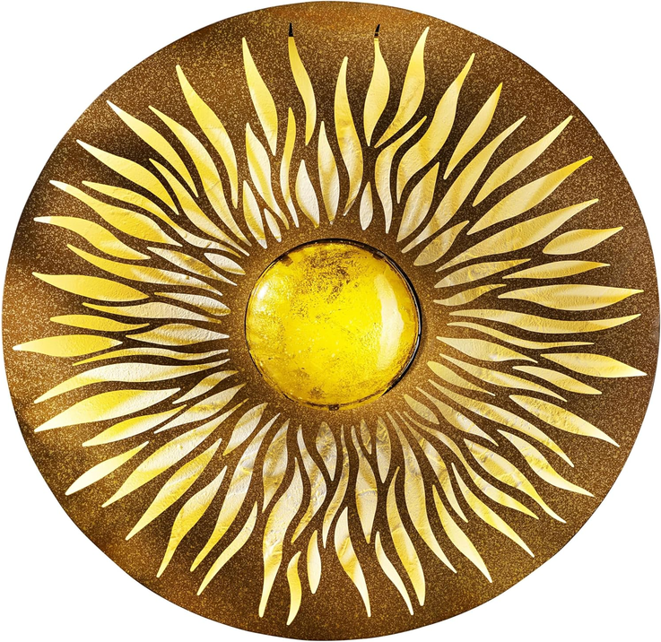 Solar-Wandleuchte mit filigranem Sonnenmotiv, Ø 73 cm