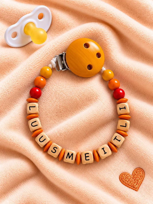 Nuggikette "Luusmeitli" (Farbe: gelb/rot/orange, Material: Holz)