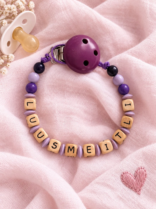 Nuggikette "Luusmeitli" (Farbe: violett/lila Material: Holz)