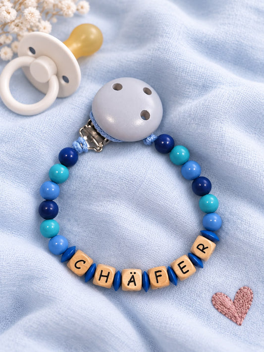 Nuggikette "Chäfer" (Farbe: blautöne, Material: Holz)
