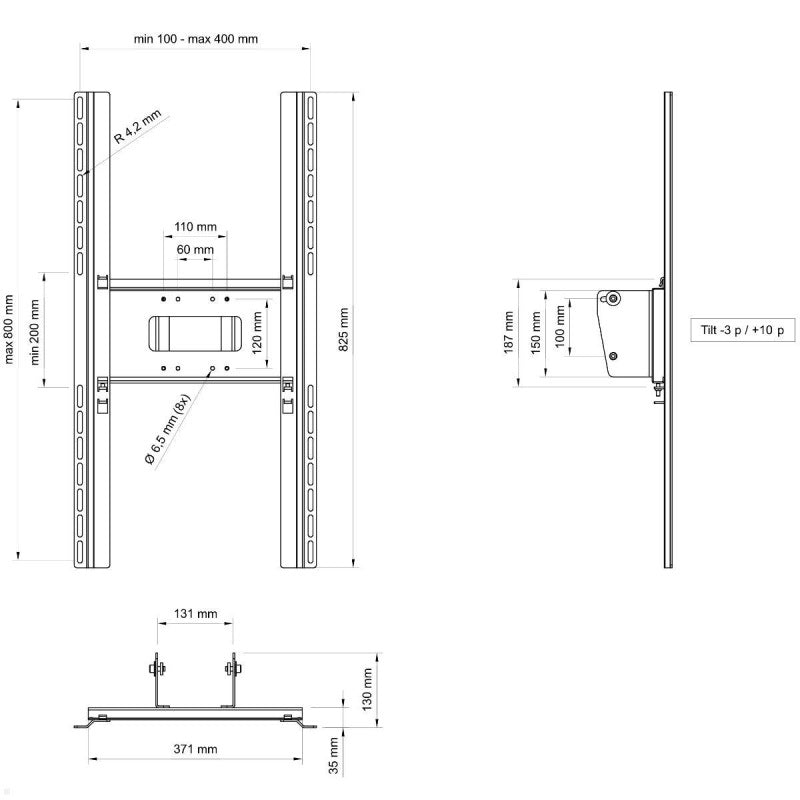SMS Flatscreen H2 Unislide Vertical PL210240 VESA-Adapter