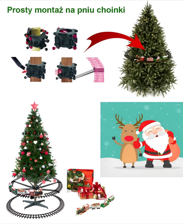 Schwebender Weihnachtszug mit Licht und Sound