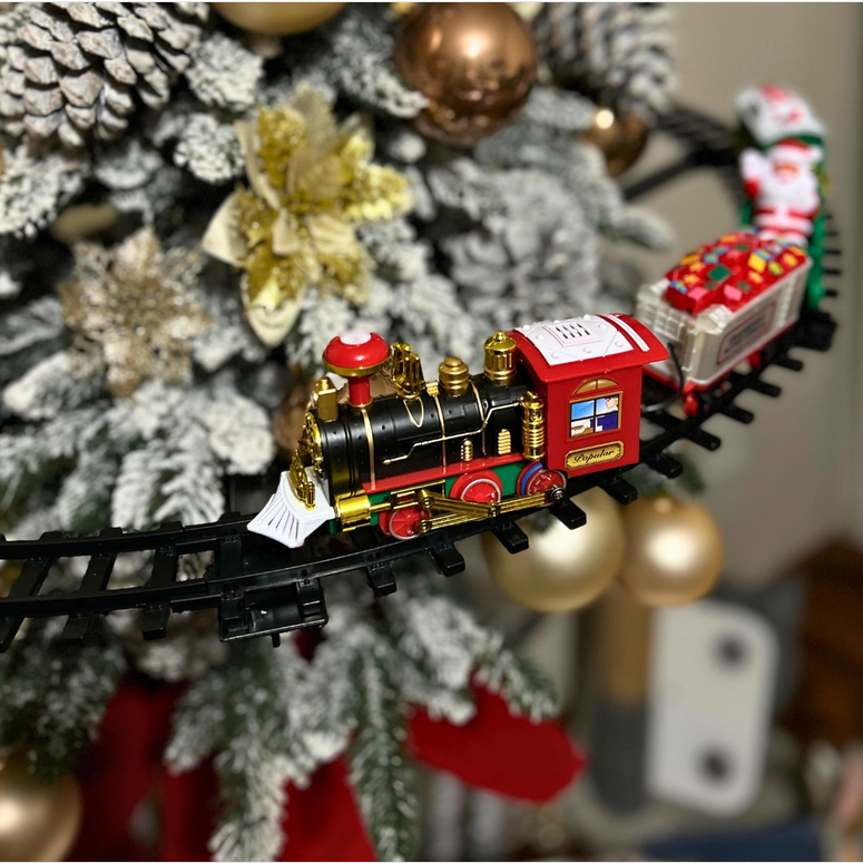 Schwebender Weihnachtszug mit Licht und Sound