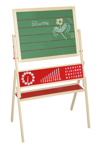 Standtafel drehbar, Schreibtafel liniert, Maltafel magnetisch, Kindertafel Holz, natur