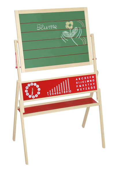 Standtafel drehbar, Schreibtafel liniert, Maltafel magnetisch, Kindertafel Holz, natur