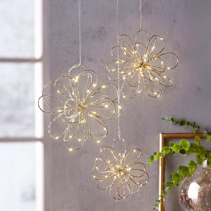 Led Hängedeko "Goldflower" 3er-Set