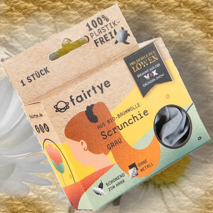 Fairtye Scrunchie GRAU Bio-Baumwolle, 1 Stück