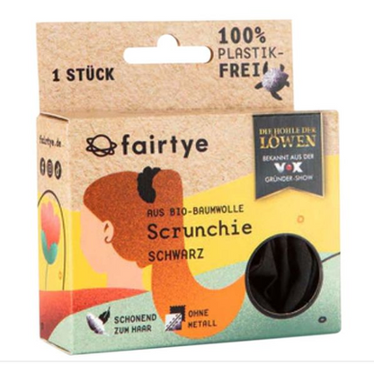 Fairtye Scrunchie SCHWARZ Bio-Baumwolle, 1 Stück