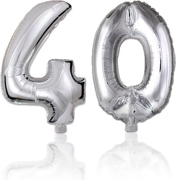 Folienballon Zahl 40 Silbrig Geburtstagsparty Ballon 81cm