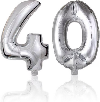 Folienballon Zahl 40 Silbrig Geburtstagsparty Ballon 81cm