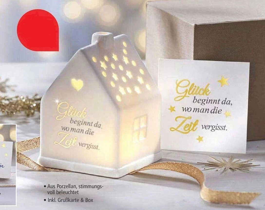 Geschenkset LED-Häuschen "Glückslicht"