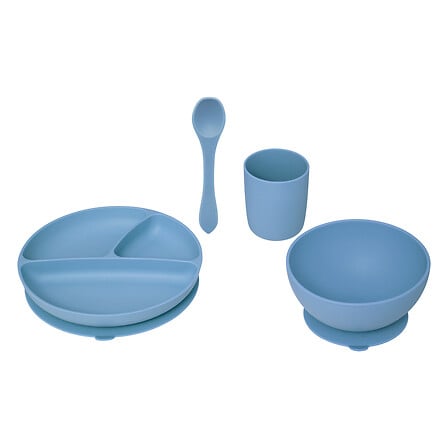 Kinder-Menüset aus Silikon, blaugrau