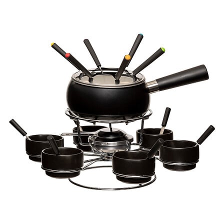 Fondue-Set "Plaisir" für Chinoise oder Bourguignonne (max. 6 Personen, schwarz, Ø 34 cm)