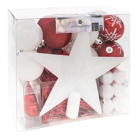 Weihnachtskugel-Set "Winterzauber" (44-teilig, rot-weiss)