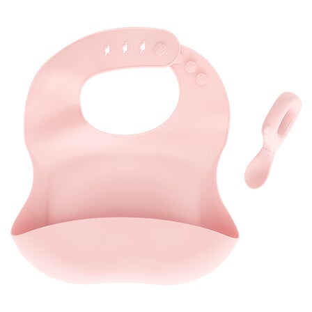 Silikon-Lätzchen-Set mit Löffel, rosa