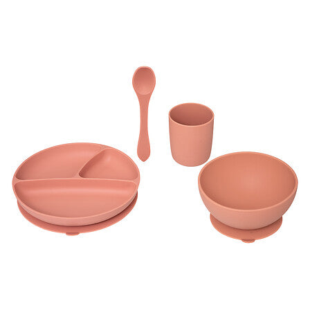 Kinder-Speiseset aus Silikon, terrakotta