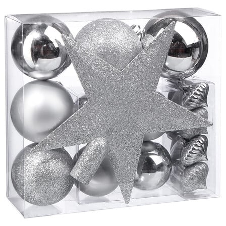 Weihnachtskugel-Set "Silberglanz" (18-teilig, silber)
