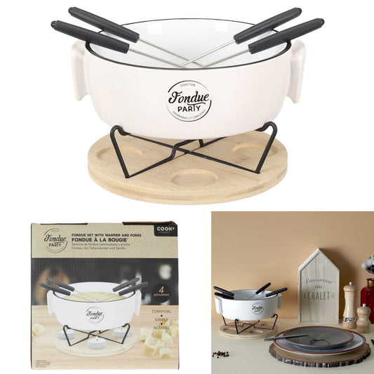 Fondue-Set "Fondue Party" mit Teelichtwärmer und 4 Gabeln