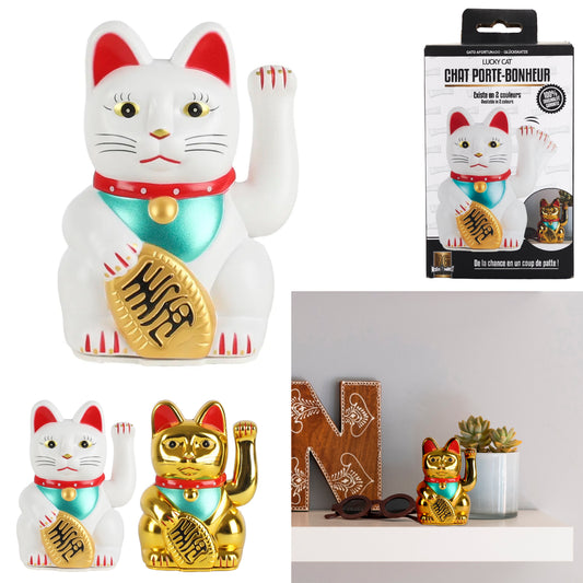 Glückskatze "Neko" mit Winkefunktion (weiss/gold)