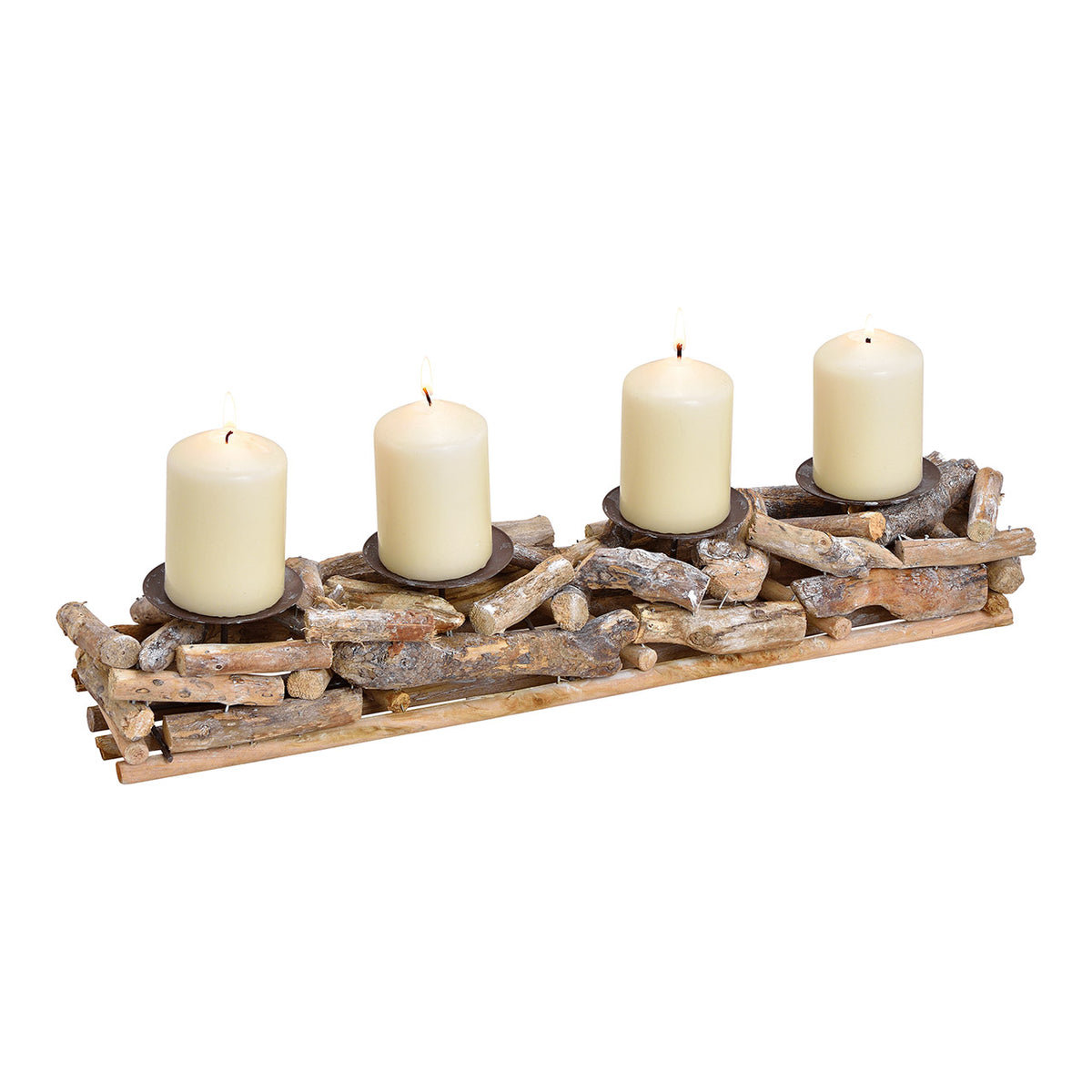 Adventskerzenhalter "Waldlicht" aus Holz und Metall