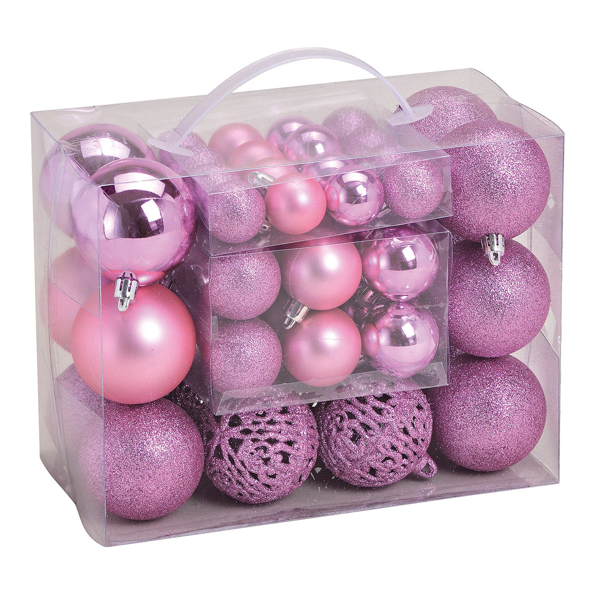 Weihnachtskugeln "Roséglanz" (50er-Set, Ø 3 / 4 / 6 cm)