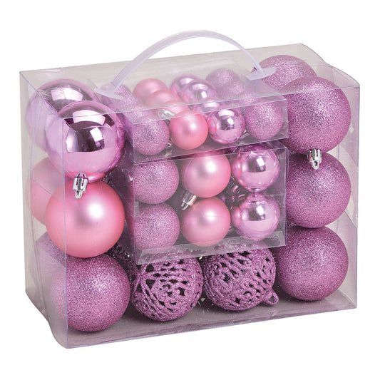 Weihnachtskugeln "Roséglanz" (50er-Set, Ø 3 / 4 / 6 cm)