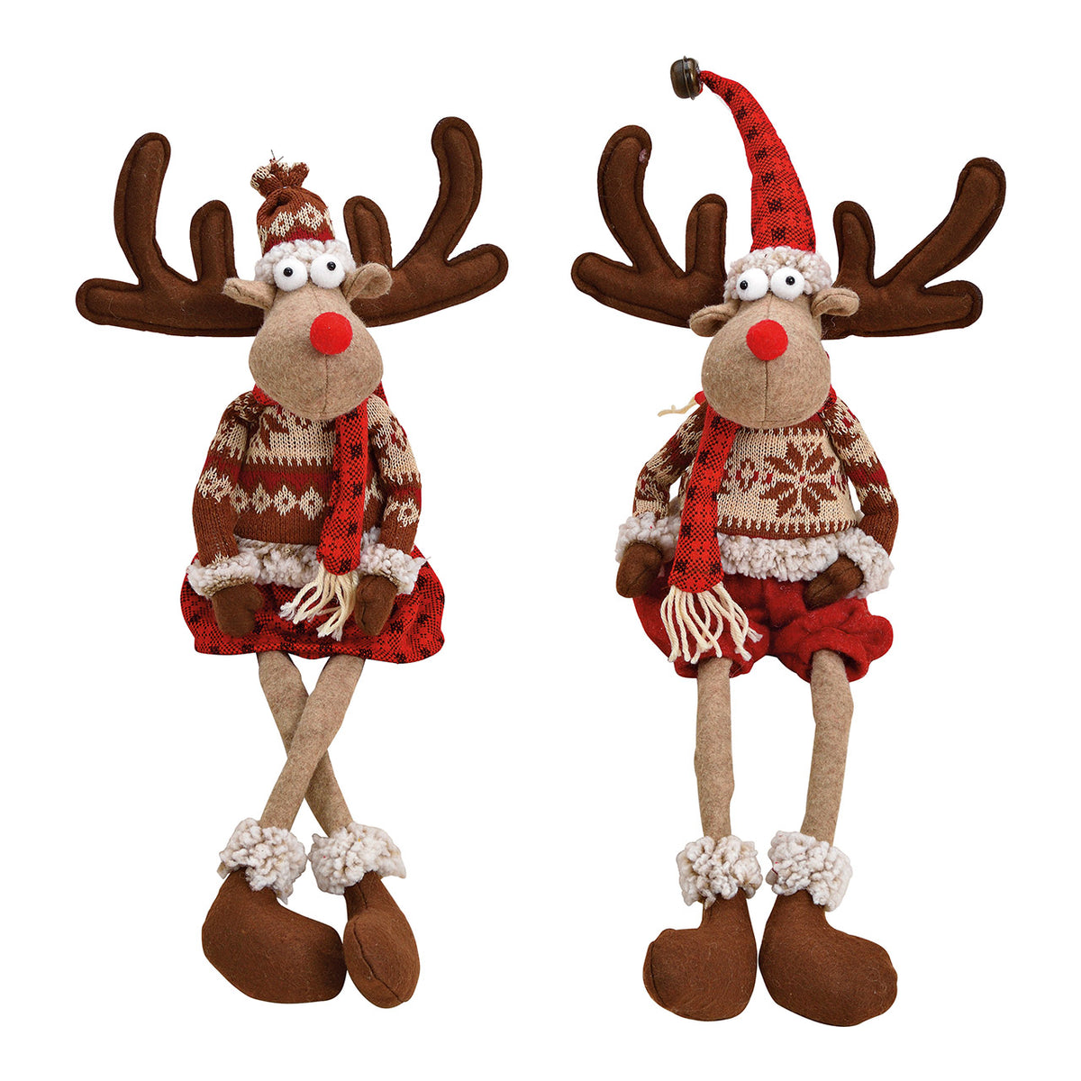 Kantenhocker Elchenpaar "Lotta & Rudi" aus Textil Braun 2-fach sortiert