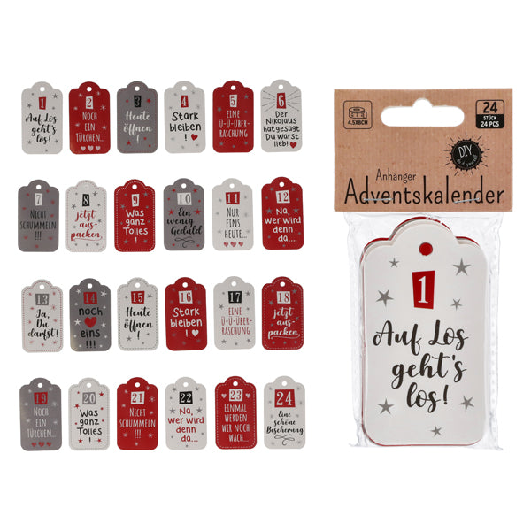 Adventskalender-Anhänger "Adventsfreude", 24-teilig