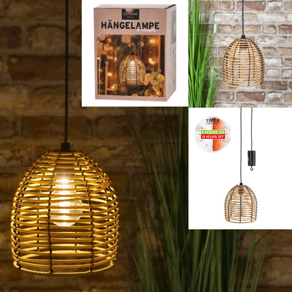 LED-Hängeleuchte "Abendglanz" in Rattanoptik