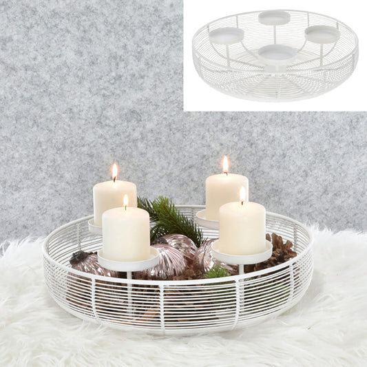 Adventskranz "Winterlicht" aus Eisen, weiss