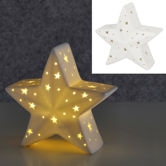 LED-Dekostern "Sternenschein" aus Porzellan