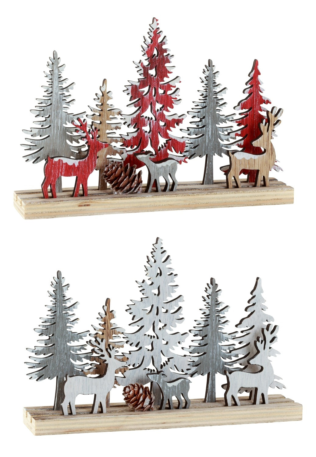 Holz-Winterlandschaft "Winterlichtung" mit Rehen