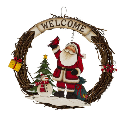 Weihnachtskranz "Hello Santa" mit Nikolaus & Schneemann
