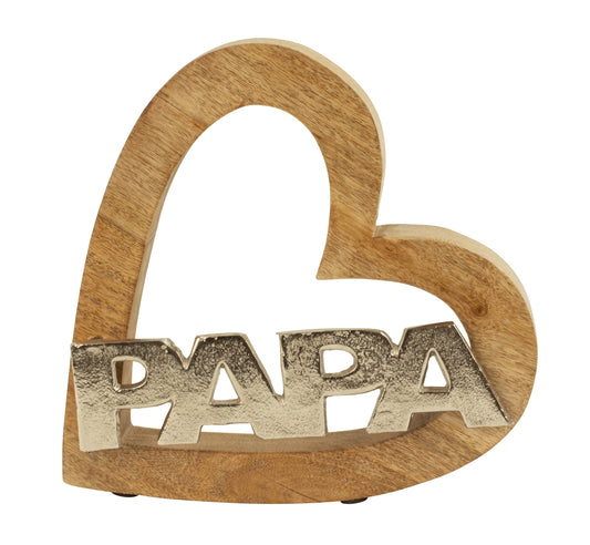 Holzherz "Papa" mit Metall-Schriftzug