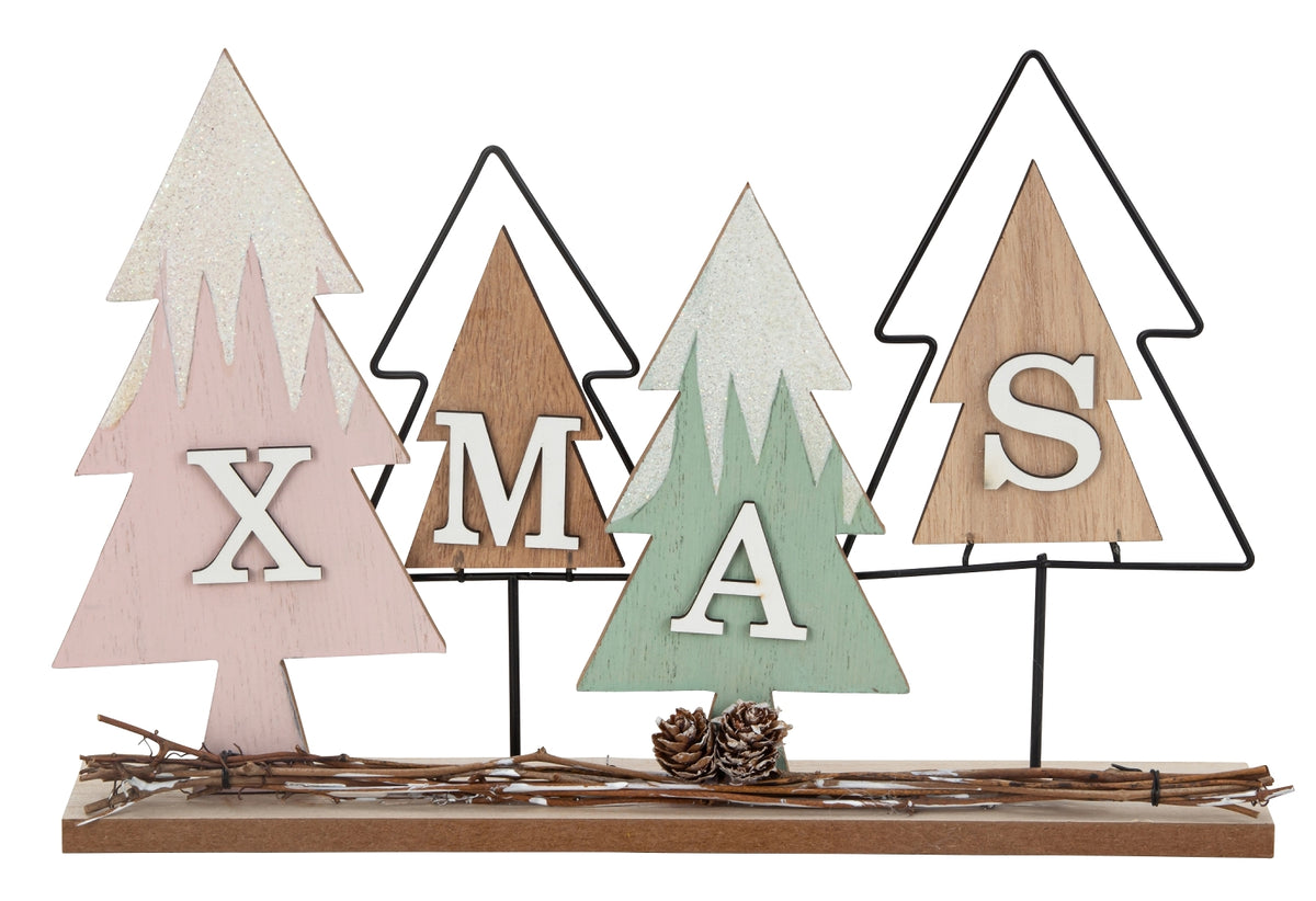 Weihnachtsdeko "Winterwald" aus Holz und Metall